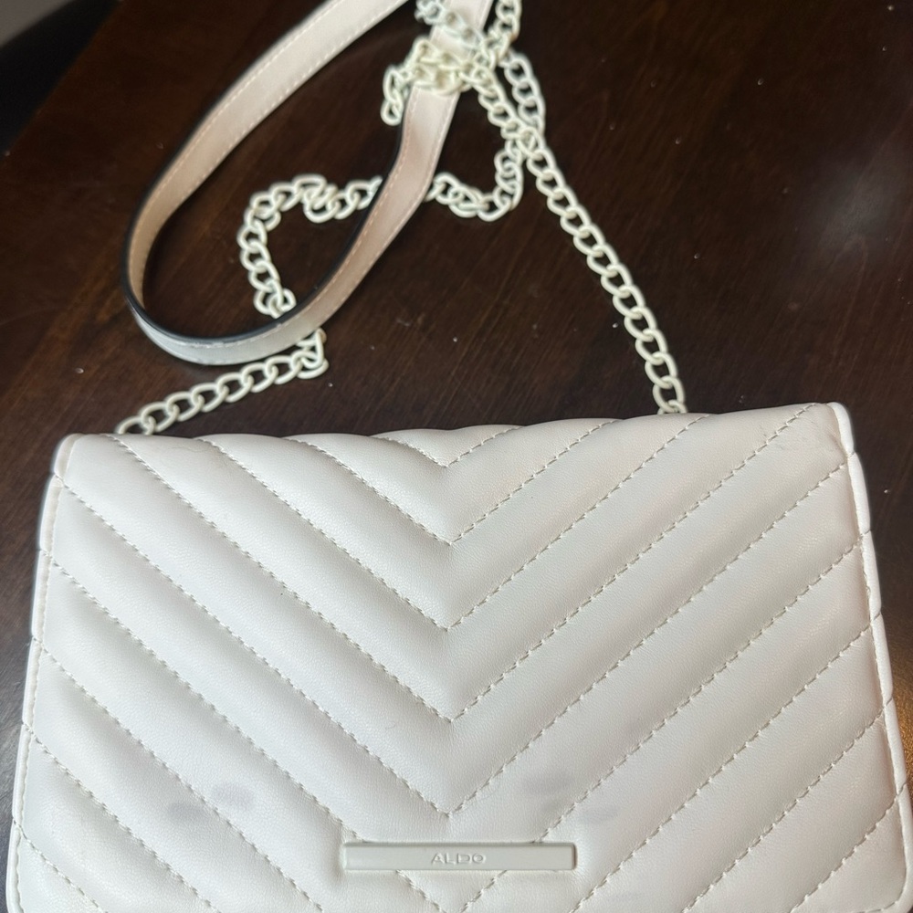 Aldo Cream Quilted Crossbody Bag